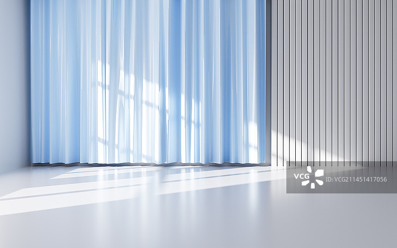 白色室内几何建筑背景3D渲染图片素材