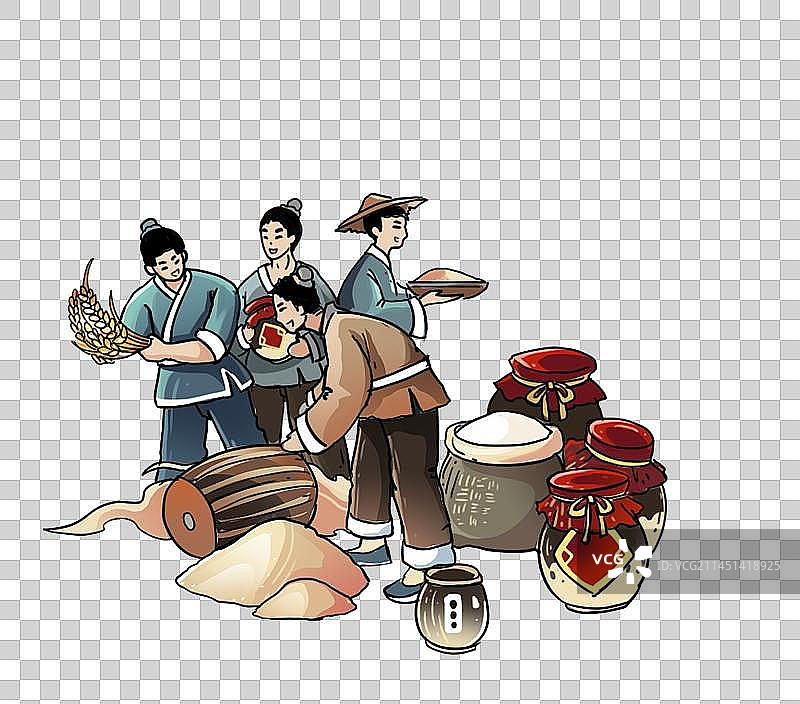 制作酿酒过程插画元素图片素材