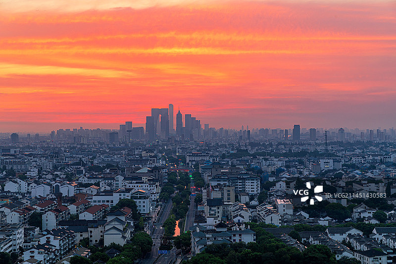 苏州姑苏区俯瞰风景全景图图片素材