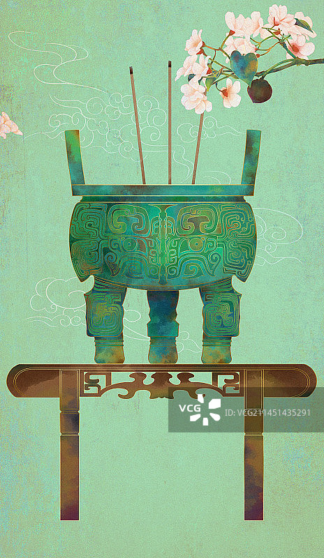 24节气清明之青铜鼎祭祖图片素材