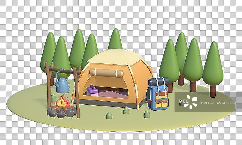 户外露营3D插画图片素材