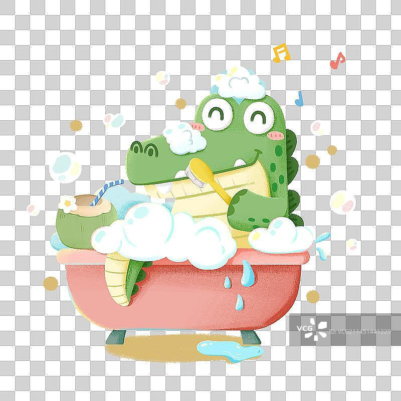 小鳄鱼洗澡图片素材