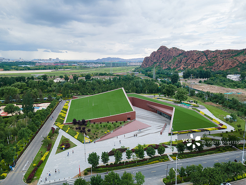 内蒙古赤峰市红山文化博物馆鸟瞰图片素材