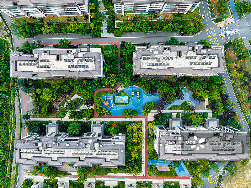 住宅建筑及道路鸟瞰图图片素材