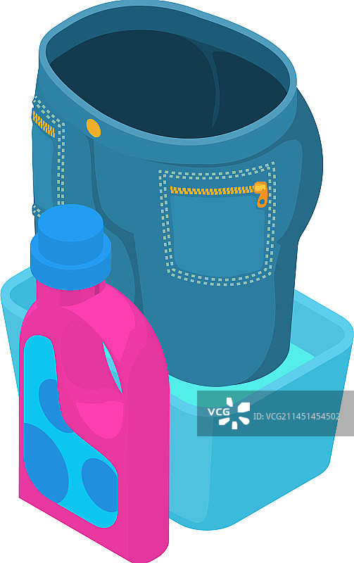 每日清洗牛仔裤和水等距图标图片素材