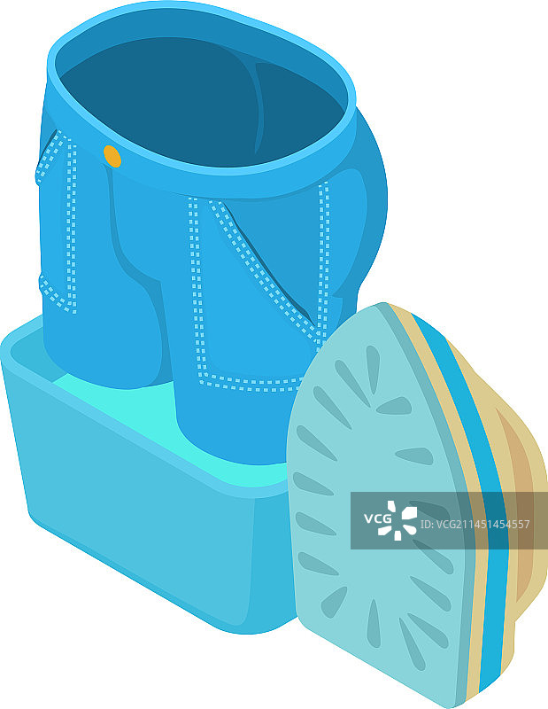 蓝色清洁熨烫图标2.5D图片素材