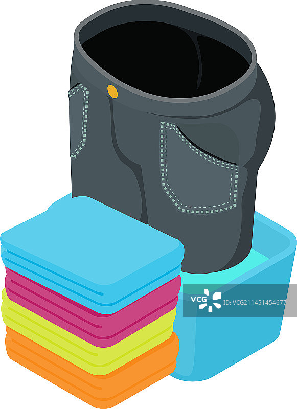 清洁衣物等距堆叠图标图片素材