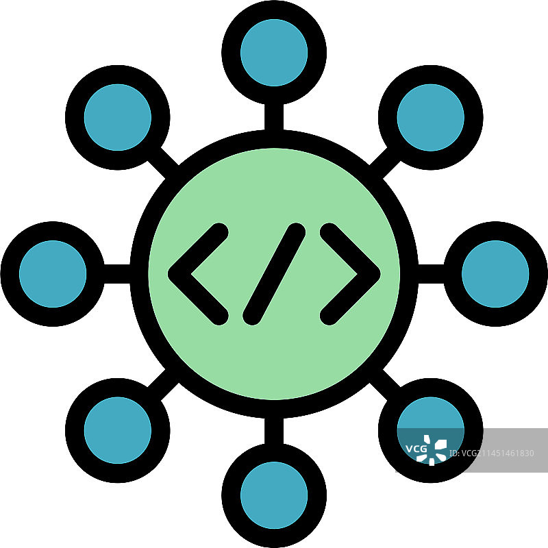 代码Web方案图标（扁平风格）图片素材