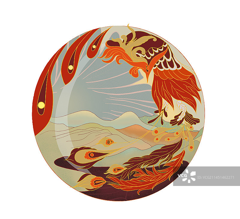 四方神-朱雀插画图片素材