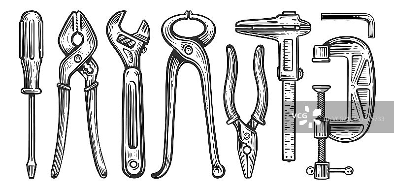 建筑施工工作工具套装图片素材