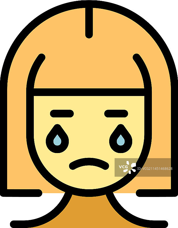 哭泣的女人图标（扁平风格）图片素材