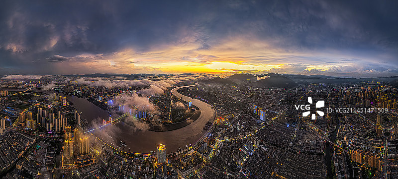 云上鳌江全景图片素材