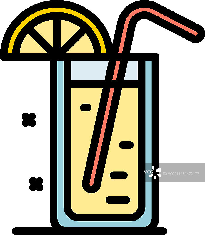 夏季鸡尾酒扁平图标图片素材