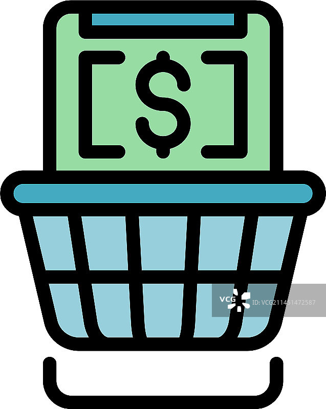 在线食品商店购物篮扁平图标图片素材