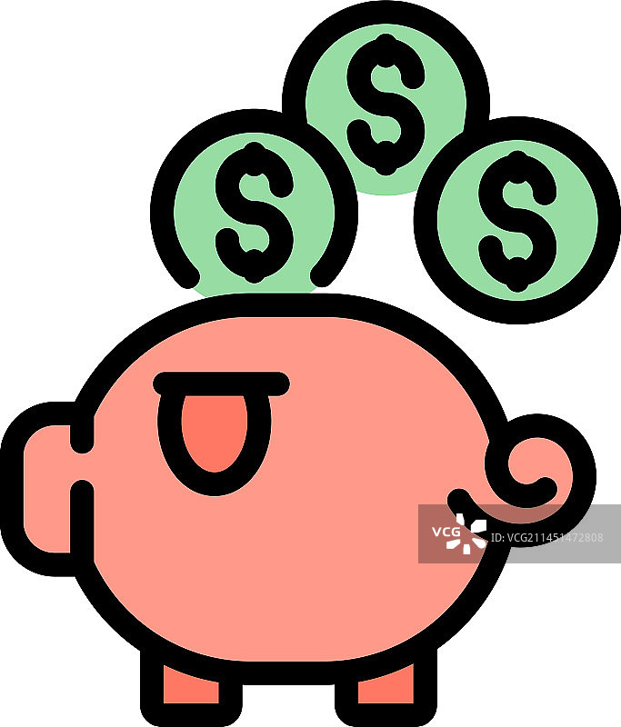存钱罐收入扁平图标图片素材