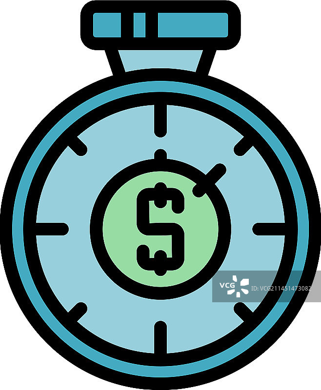 扁平化收入金钱秒表图标图片素材