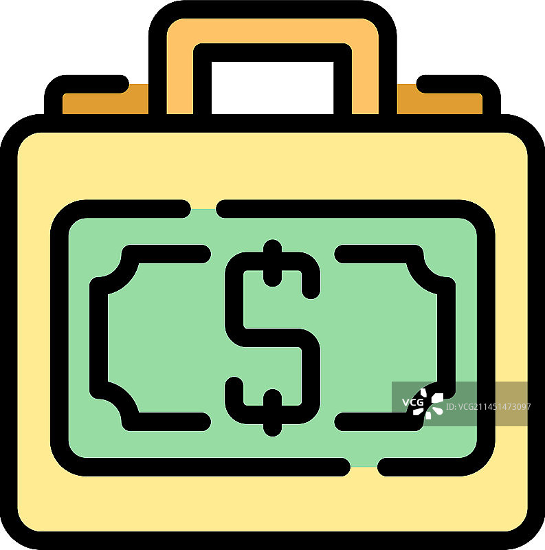 钱箱公文包图标（扁平风格）图片素材