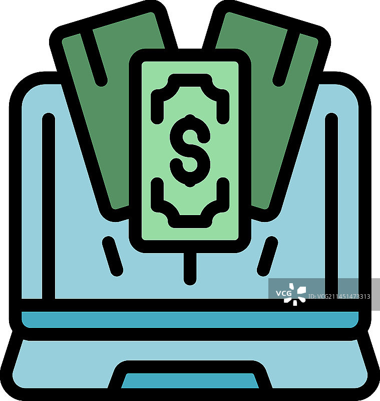 笔记本电脑收入图标扁平图片素材