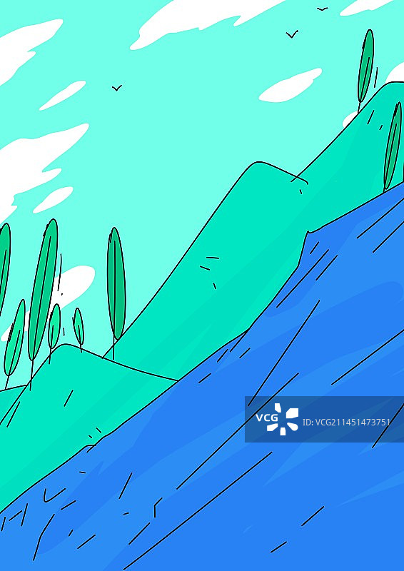 手绘清新治愈浪漫插画设计背景图片素材