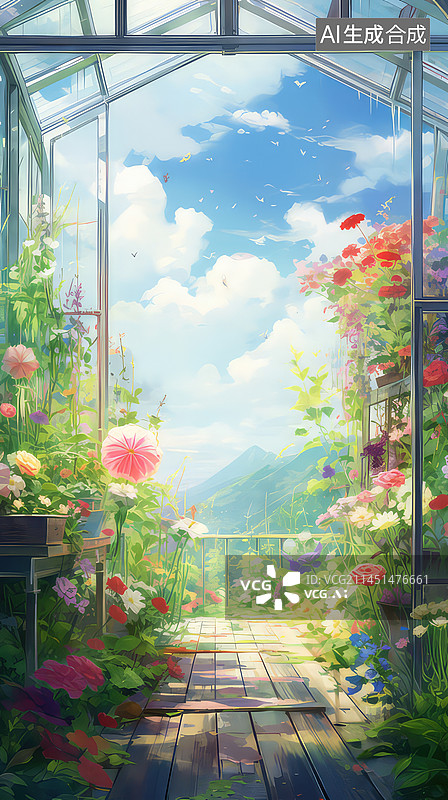 【AI数字艺术】动漫风格的花花世界，插画风格图片素材