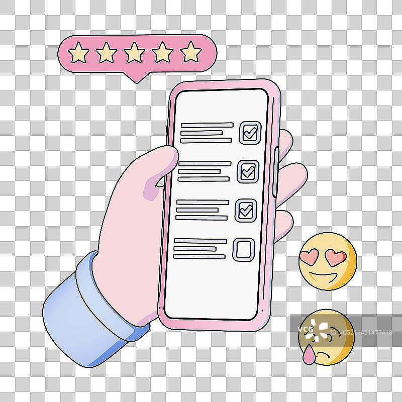 卡通扁平描边风格调查问卷免抠元素图片素材