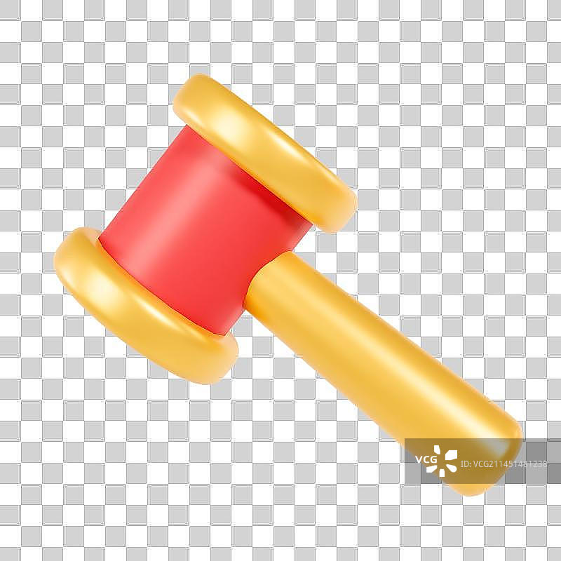 3D立体金色锤子元素图片素材