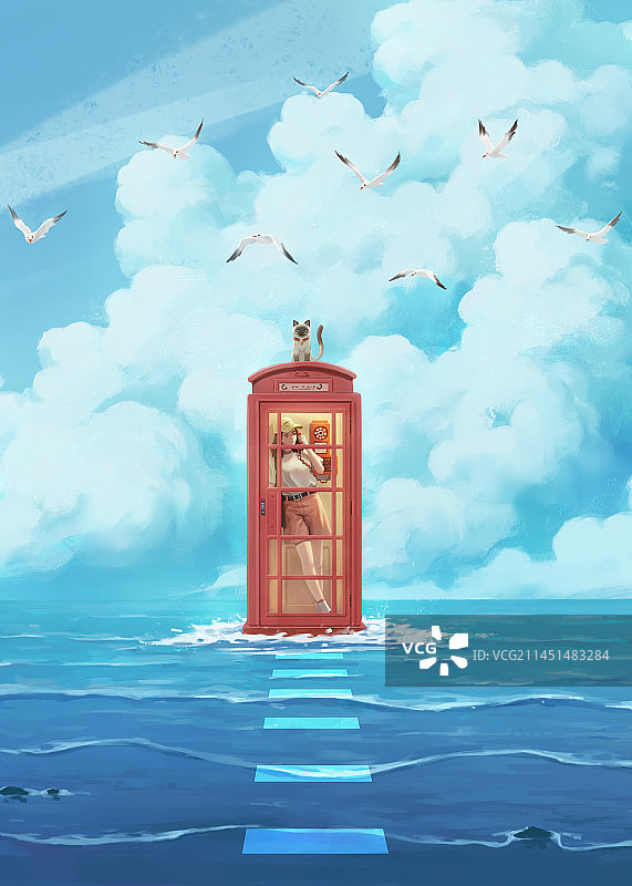 海上电话亭图片素材