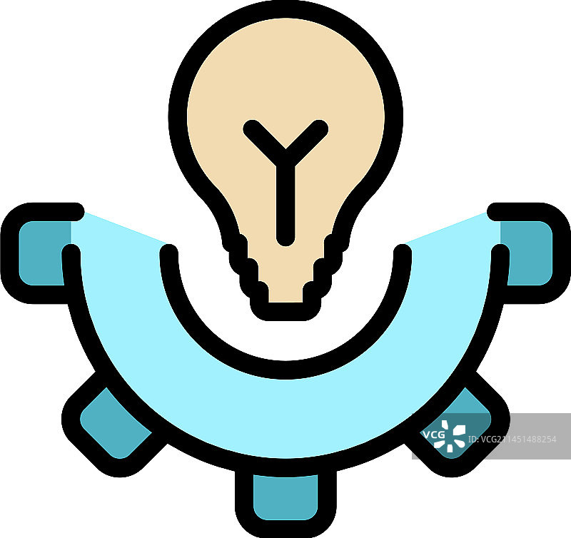 齿轮思考图标（扁平风格）图片素材