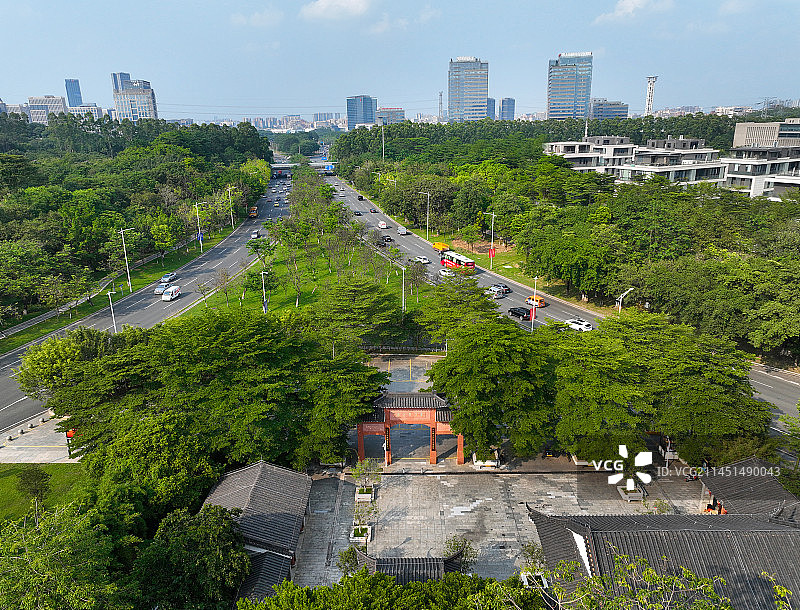广东省东莞市大朗镇松山湖产业园区状元笔公园航拍图片素材