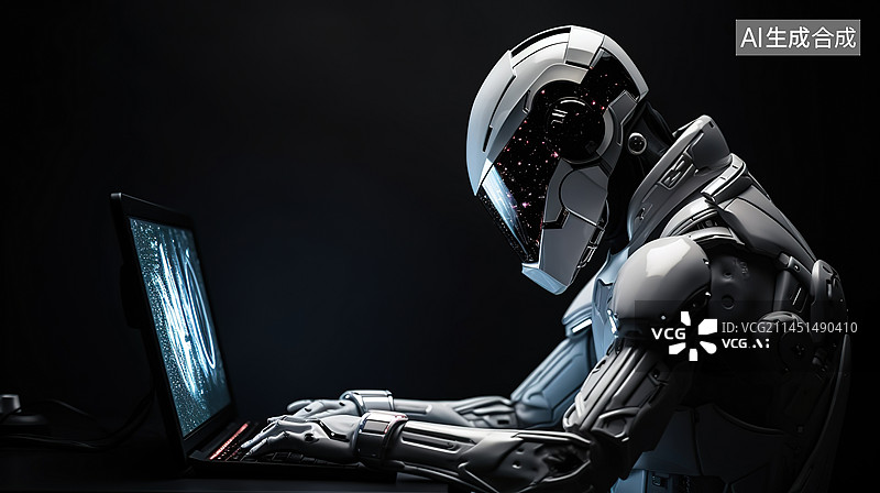 【AI数字艺术】脑机接口机器人结构原理展示图片素材