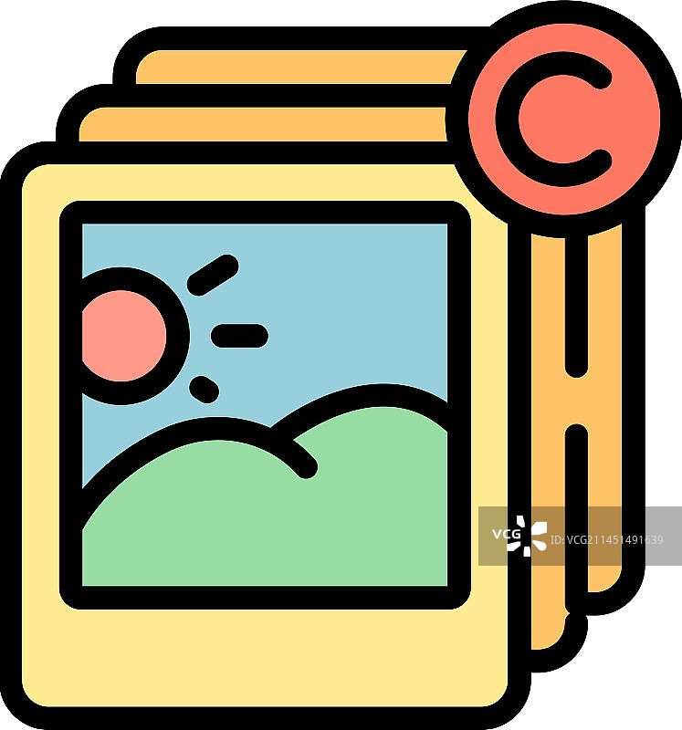 照片版权图标（扁平风格）图片素材