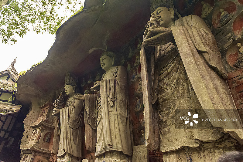 四川重庆大足石刻的宝顶山石刻图片素材