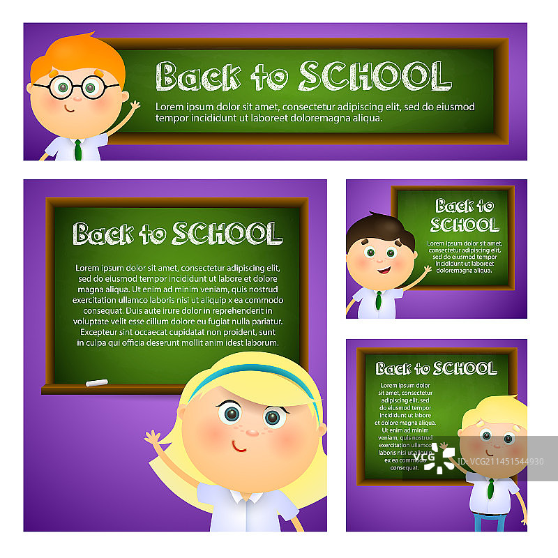 指向黑板上文字的男孩和女孩图片素材