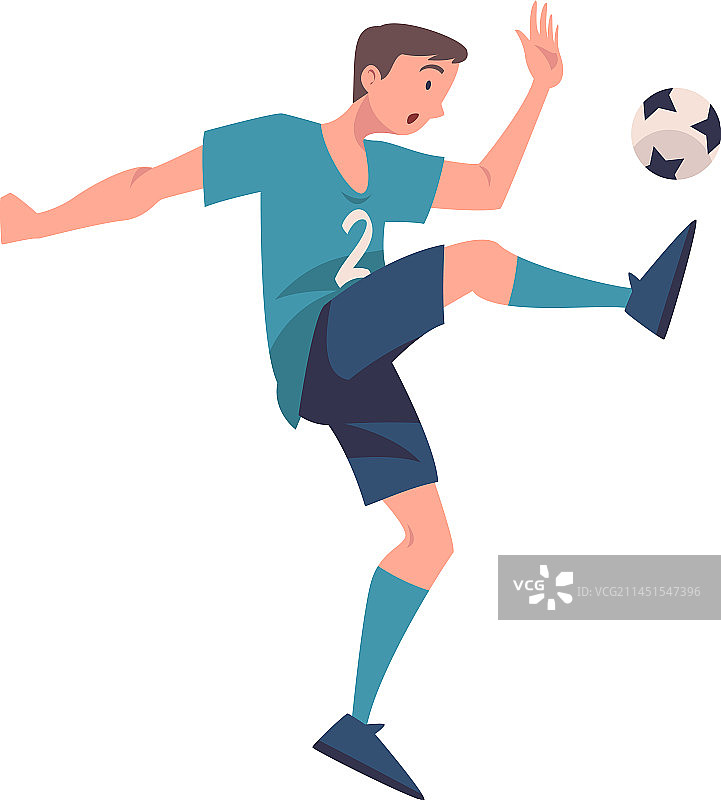 身穿蓝色制服的男足球运动员图片素材