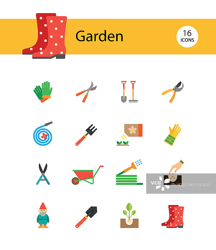 花园扁平风格图标合集图片素材