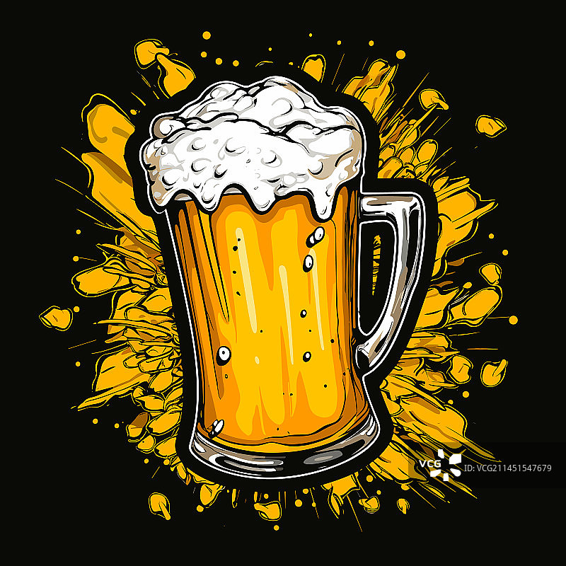 手绘漫画啤酒涂鸦图片素材
