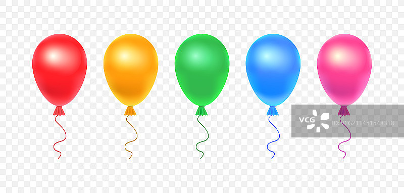 一套逼真彩色气球图片素材