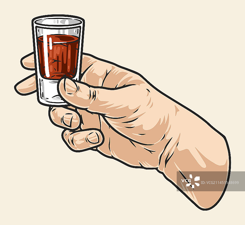 手持彩色利口酒贴纸图片素材