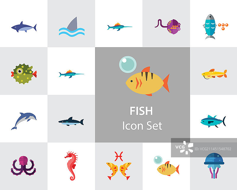 鱼类图标合集图片素材