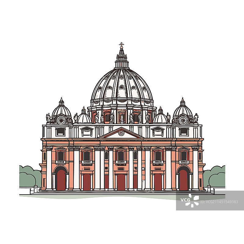 手绘圣彼得大教堂图片素材