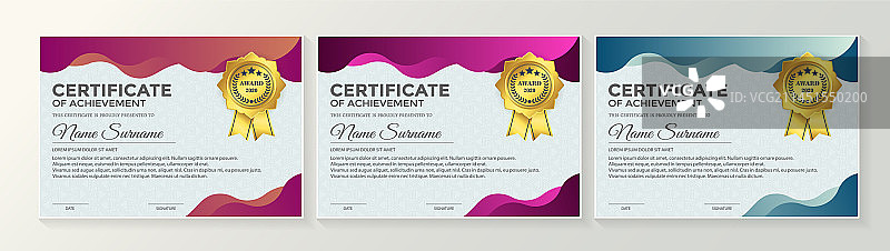 最佳成就奖证书文凭套装图片素材