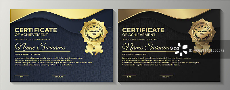 金色高级黑色证书模板设计图片素材