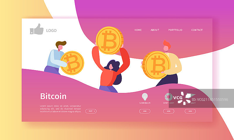 加密货币交易平台着陆页模板图片素材