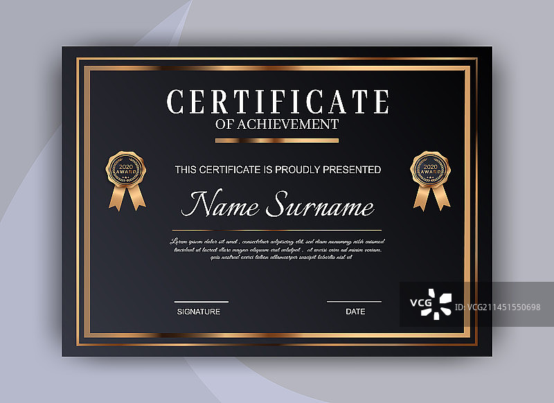 黑色和灰色现代证书模板图片素材