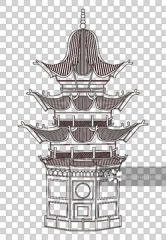 青海西宁旅游景点拱北寺线稿图片素材