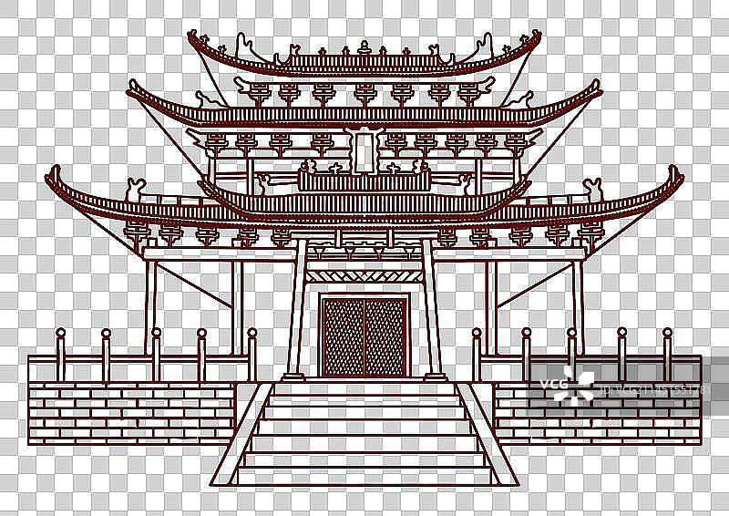 山西大同景点御书楼线稿图片素材