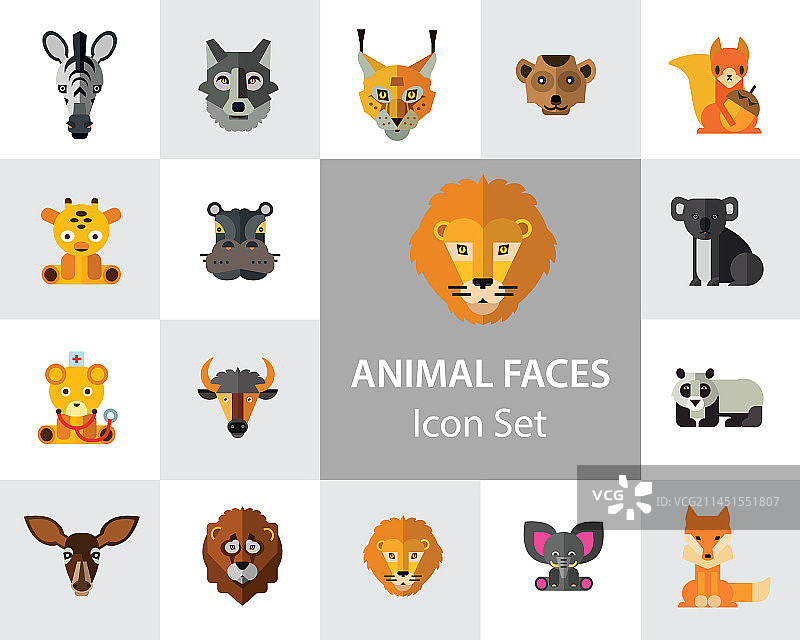 动物面孔图标合集图片素材