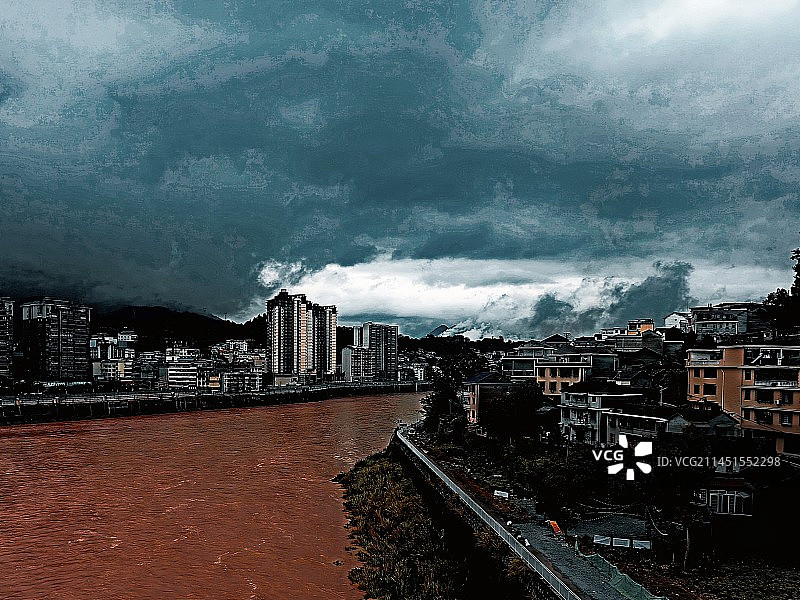 大雨欲来桑植城图片素材