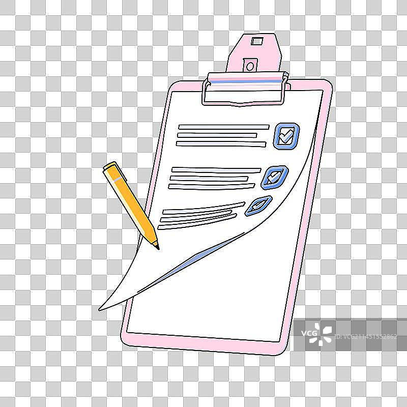 勾线扁平风格有文字和选项的纸质文件免抠元素图片素材