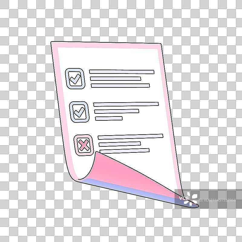 勾线扁平风格有文字和选项的纸质文件免抠元素图片素材